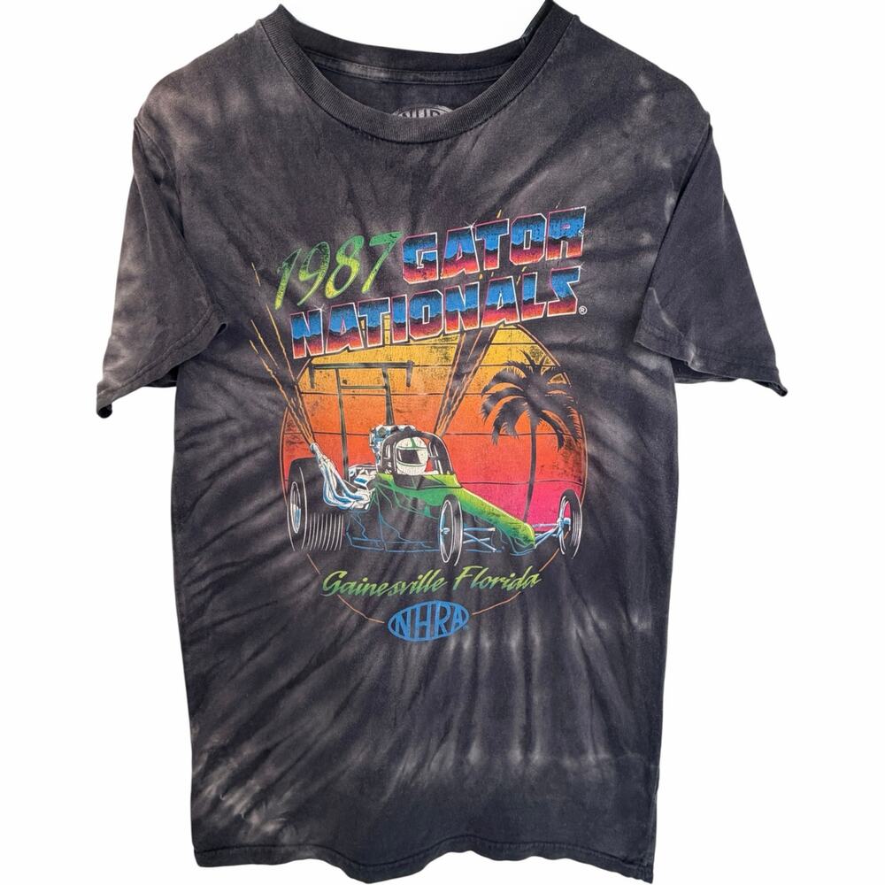 NHRA 1987 Gatornationals Mens S Black Tie Dye Racing Tee